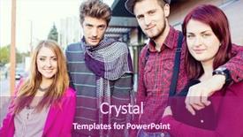  Presentation with city people walking - Presentation featuring people walking down the street background and a  colored foreground