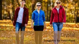  Presentation with city people walking - Cool new PPT layouts with people-walking-in-city-park backdrop and a gold colored foreground