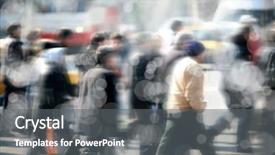  Presentation with busy street - Cool new presentation with people walking on busy city backdrop and a gray colored foreground