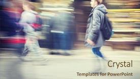  Presentation with blur abstract people people - Presentation featuring people walking on the street background and a  colored foreground