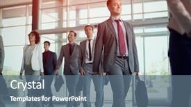  Presentation with successful - PPT theme consisting of people walking on the way background and a ocean colored foreground