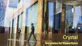  Presentation with elderly people walking difficulties - Cool new PPT layouts with people walking through the lobby backdrop and a tawny brown colored foreground