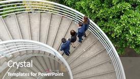  Presentation with team business top view - Slide set featuring people walking up the stair background and a gray colored foreground