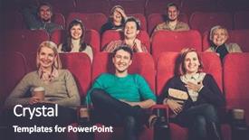 Presentation with movie - PPT layouts featuring people watching movie in cinema background and a dark gray colored foreground