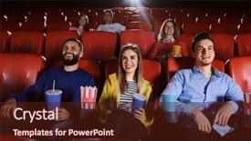  Presentation with cinema - Beautiful PPT layouts featuring people watching movie in cinema backdrop and a wine colored foreground