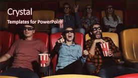  Presentation with cinema - Amazing PPT theme having people watching movie in cinema backdrop and a wine colored foreground