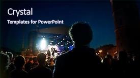  Presentation with concert - Slide set consisting of people watching open air concert background and a navy blue colored foreground
