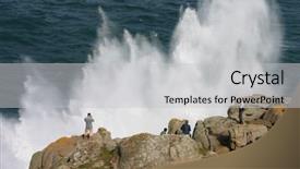  Presentation with spectacular - PPT theme with people wave - watching a spectacular sea spray background and a light gray colored foreground