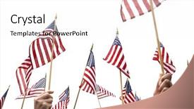  Presentation with american flag waving - Presentation design featuring people waving american flags background and a white colored foreground
