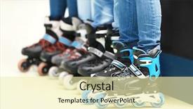  Presentation with group - Slide set featuring people wearing roller skate background and a blonde colored foreground