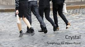  Presentation with road pavement - Slide set enhanced with people who walk along background and a light gray colored foreground