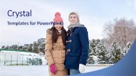  Presentation with ice rink - Audience pleasing presentation consisting of people winter friendship love backdrop and a sky blue colored foreground