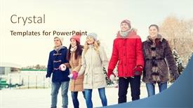  Presentation with ice rink - Slide deck enhanced with people winter friendship sport and leisure concept - happy friends ice skating on rink outdoors background and a cream colored foreground