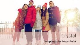  Presentation with ice rink - Amazing theme having people winter friendship sport and leisure concept - happy friends ice skating and hugging on rink outdoors backdrop and a lemonade colored foreground