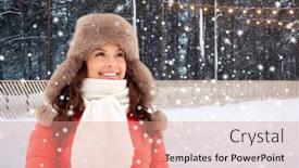  Presentation with rink - Theme enhanced with people-winter-holidays-and-leisure background and a coral colored foreground