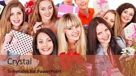  Presentation with balloon - Presentation having people with balloon on party background and a  colored foreground