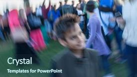  Presentation with crowd - Cool new PPT layouts with people with blur circular motion backdrop and a ocean colored foreground