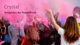  Presentation with indian festival - Presentation having people-with-colorful-powder-during background and a lemonade colored foreground