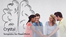  Presentation with brain - Colorful presentation theme enhanced with people with hand-drawn brain backdrop and a  colored foreground