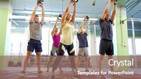  Presentation with heart rate - PPT layouts having people with kettlebells and heart background and a violet colored foreground