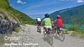  Presentation with mountain bike - Cool new slide set with people with mountain bike and nice scenery backdrop and a gray colored foreground