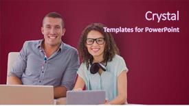  Presentation with digital technologies - Amazing PPT layouts having people with technologies over maroon backdrop and a violet colored foreground