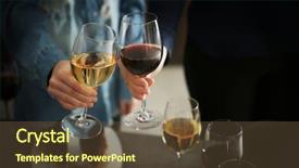  Presentation with chocolate wine - Presentation theme enhanced with people with wine at party background and a tawny brown colored foreground