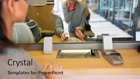  Presentation with saving - PPT layouts featuring people withdrawal saving and finance background and a coral colored foreground