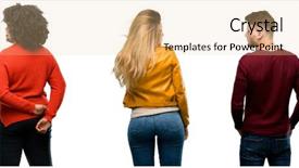  Presentation with group of people - Cool new PPT theme with people woman and man backside backdrop and a lemonade colored foreground