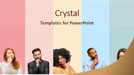  Presentation with man woman - PPT theme having people woman and man doubt background and a lemonade colored foreground