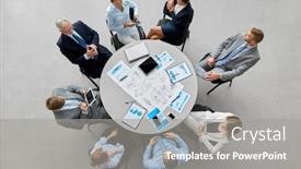  Presentation with round table - Presentation theme consisting of people-work-and-corporate-concept background and a gray colored foreground