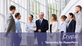  Presentation with building team - Beautiful PPT theme featuring people-work-and-corporate-concept backdrop and a ocean colored foreground