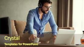  Presentation with young business people - Presentation design consisting of people working at home- young background and a tawny brown colored foreground