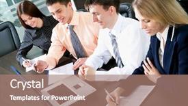 Presentation with office mix of people - Theme with people working at the office background and a  colored foreground