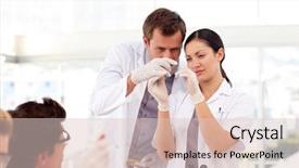  Presentation with young people diversity - Colorful presentation enhanced with people working in a laboratory backdrop and a lemonade colored foreground