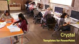  Presentation with culture - Audience pleasing slide deck consisting of 50s culture - elevated view of people working backdrop and a tawny brown colored foreground