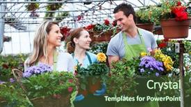  Presentation with nursery - PPT layouts consisting of people working in nursery gardening background background and a tawny brown colored foreground