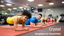  Presentation with fitness - Presentation theme with people working out in fitness background and a coral colored foreground
