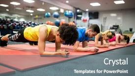  Presentation with fitness - Presentation design with people working out in fitness background and a gray colored foreground