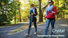  Presentation with walking nordic - Beautiful PPT layouts featuring people working out in park backdrop and a  colored foreground