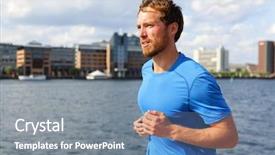  Presentation with danish - Slides consisting of people working port - man running in copenhagen city background and a seafoam green colored foreground