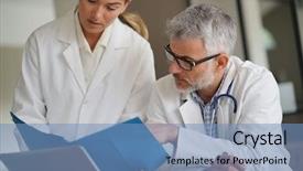  Presentation with multicultural people together - Audience pleasing presentation design consisting of people working together on patient backdrop and a  colored foreground