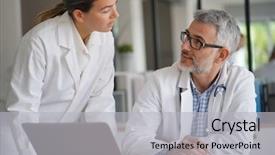  Presentation with working together - Presentation featuring people working together on patient background and a light gray colored foreground