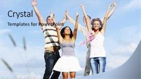  Presentation with peoples - Colorful theme enhanced with peoples fun in the sky backdrop and a light blue colored foreground