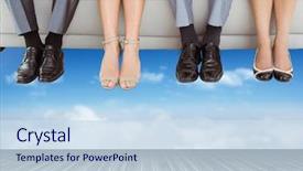  Presentation with peoples - Presentation design with peoples legs and feet hang background and a  colored foreground