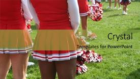  Presentation with rally - Presentation design featuring pep rally - sideline cheerleaders background and a yellow colored foreground