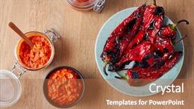  Presentation with dish tower - Audience pleasing presentation consisting of pepaer - ajvar - delicious dish backdrop and a coral colored foreground