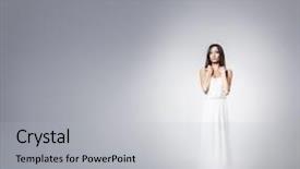  Presentation with grey - Slide set featuring peplo - young and beautiful woman background and a  colored foreground