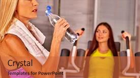  Presentation with benefits of drinking water - Slide deck enhanced with pepol - sport girls drinking bottle water background and a  colored foreground
