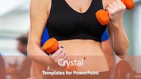  Presentation with heavy weight - Presentation consisting of pepol - woman holding dumbbell workout background and a coral colored foreground
